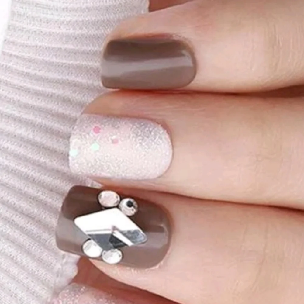 3D Rhinestone & Glitter Press On Nails